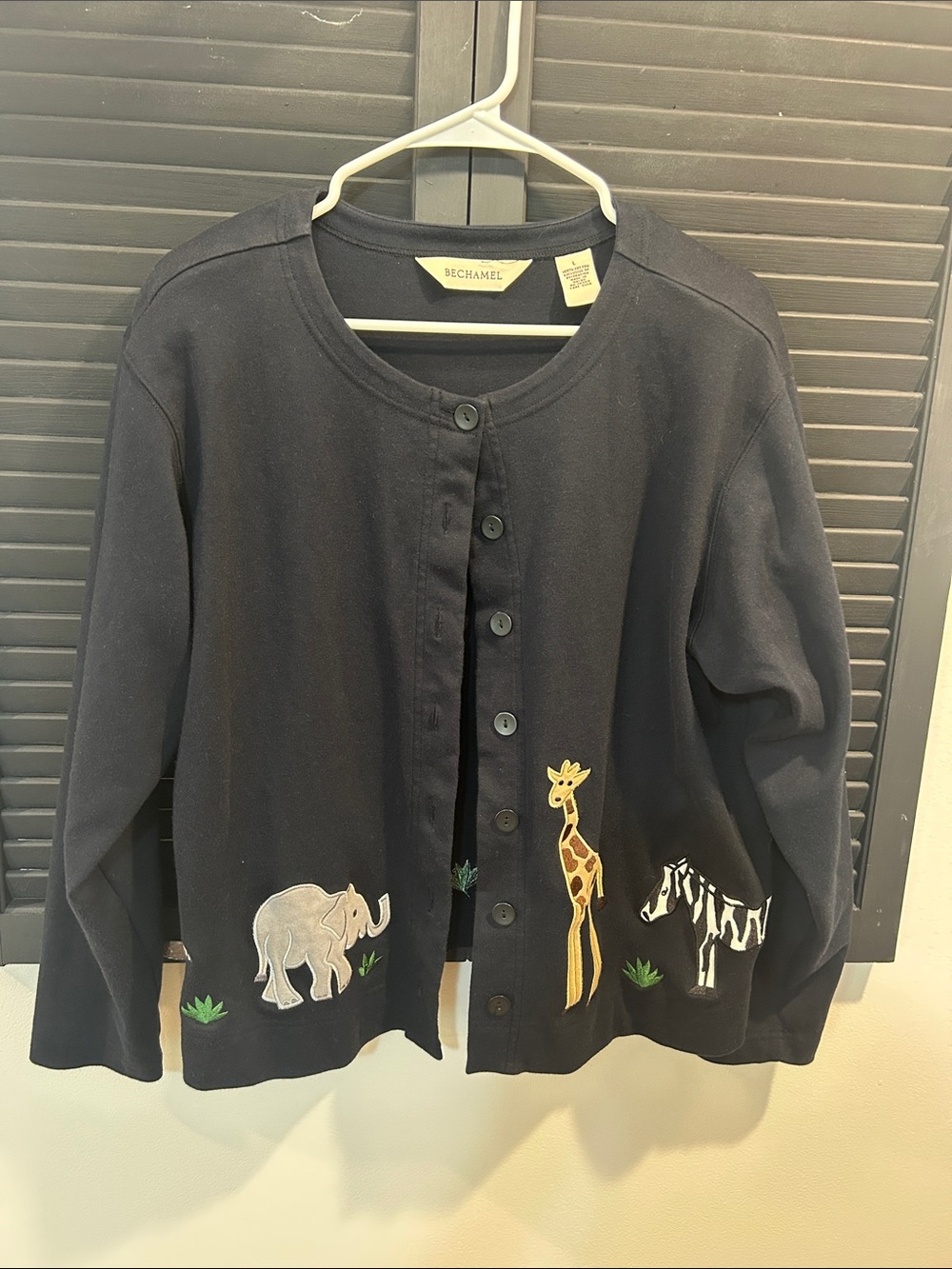 Bechamel Navy Animal Embroidered Cardigan Jacket